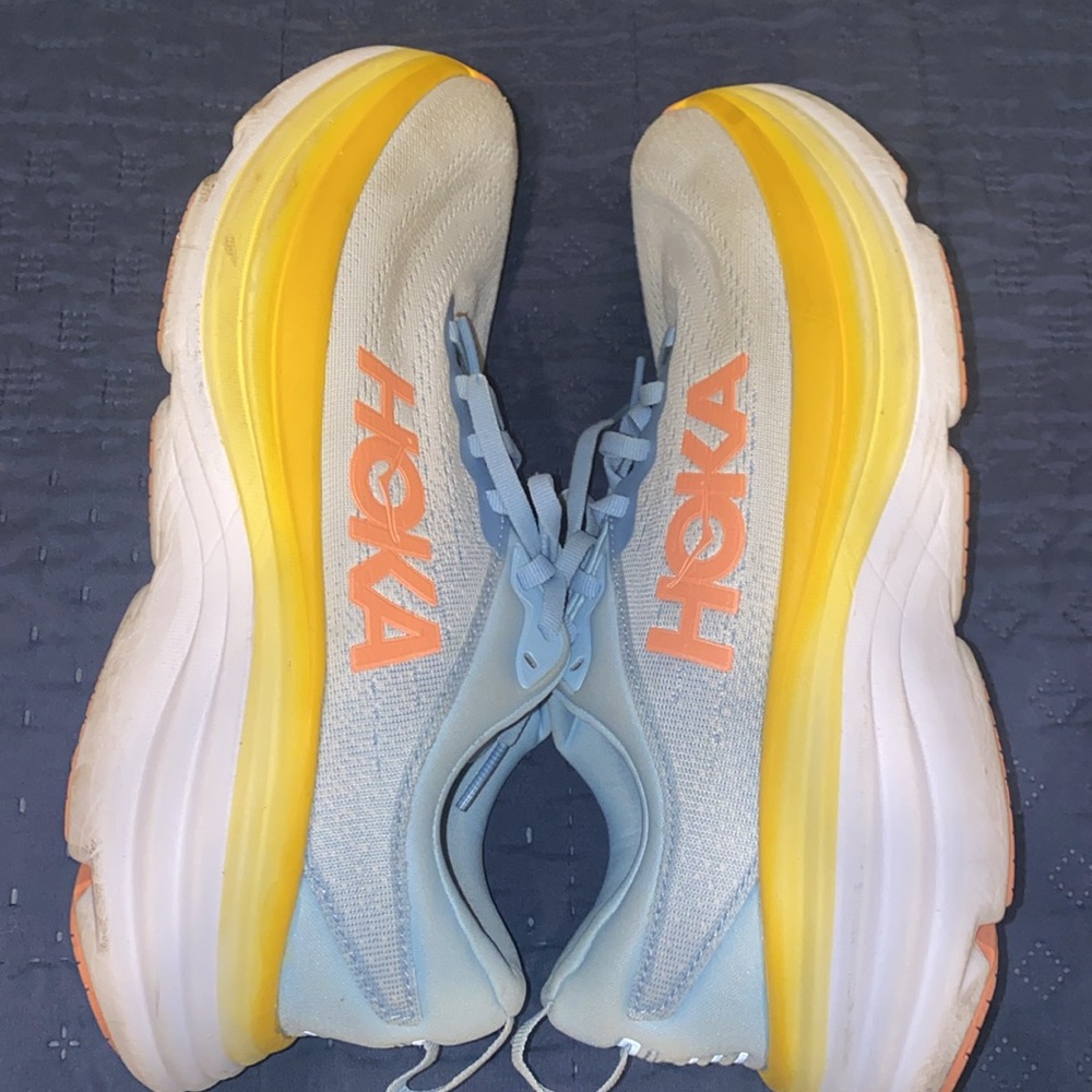 Hoka One One Bondi 8 Blue and Yellow woman’s sz 8.5B - Picture 6 of 7